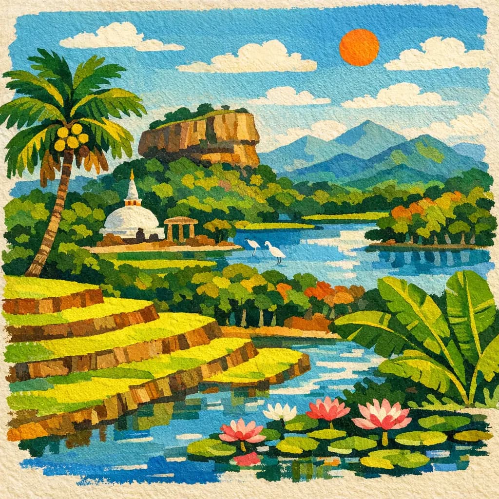 Illustration representing travel in Sri Lanka